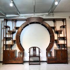 老黄花梨家具古董老黄花梨博古架清代黄花梨海黄多宝阁明清老家具-木架