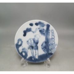 大號明萬歷時期仙童賀壽青花瓷標(biāo)寓意吉祥人物漂亮（直徑11厘米）