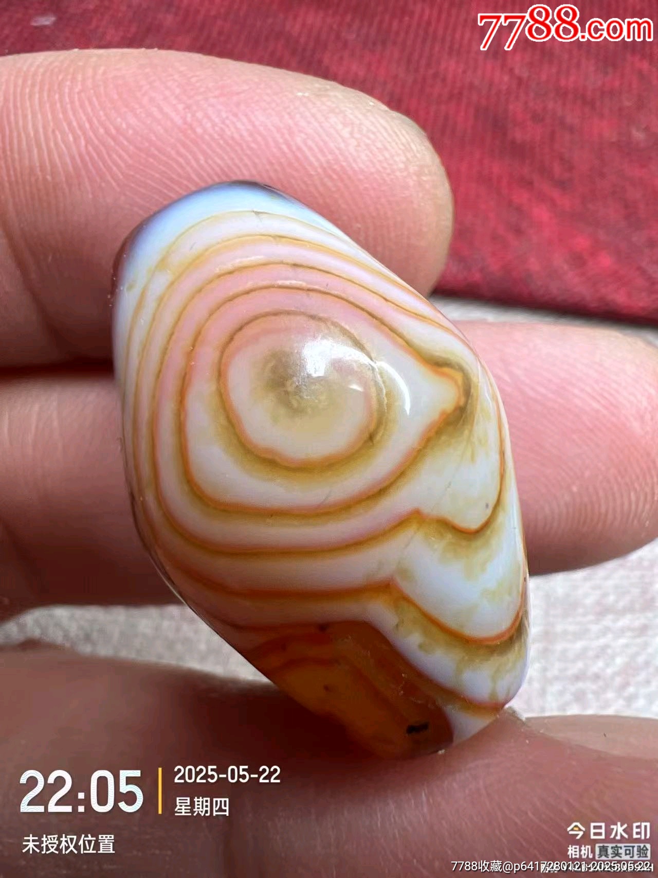 大开门老天然佛眼玛瑙橄榄珠_玛瑙_天水如冰色【7788红宝书】