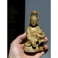 古玩旧藏明代寿山石雕观音送子雕像_寿山石_顺应时代【7788陶瓷】