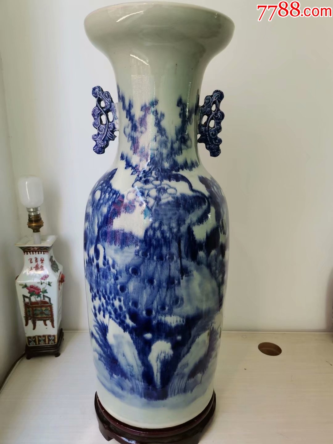 清代豆青釉青花凤穿牡丹三百件大瓶-青花瓷-7788旧书网