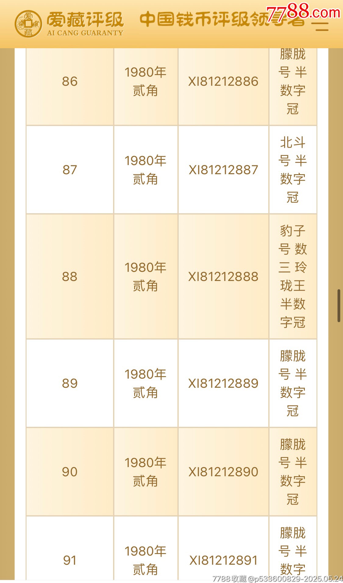 8002朦朧號全同號，尾801帶簽_價格2988元【左右后前】_第2張_7788收藏__收藏熱線