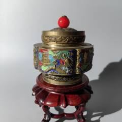 民國銅胎琺瑯彩龍紋蓋盒包老銅器香爐筆架錢幣鎮(zhèn)尺墨盒銅壺銅_清茗敘瓷丶