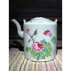 清代花鳥茶壺 清代粉彩花鸟茶壶一把（实价）-彩绘瓷/彩瓷-7788红宝书