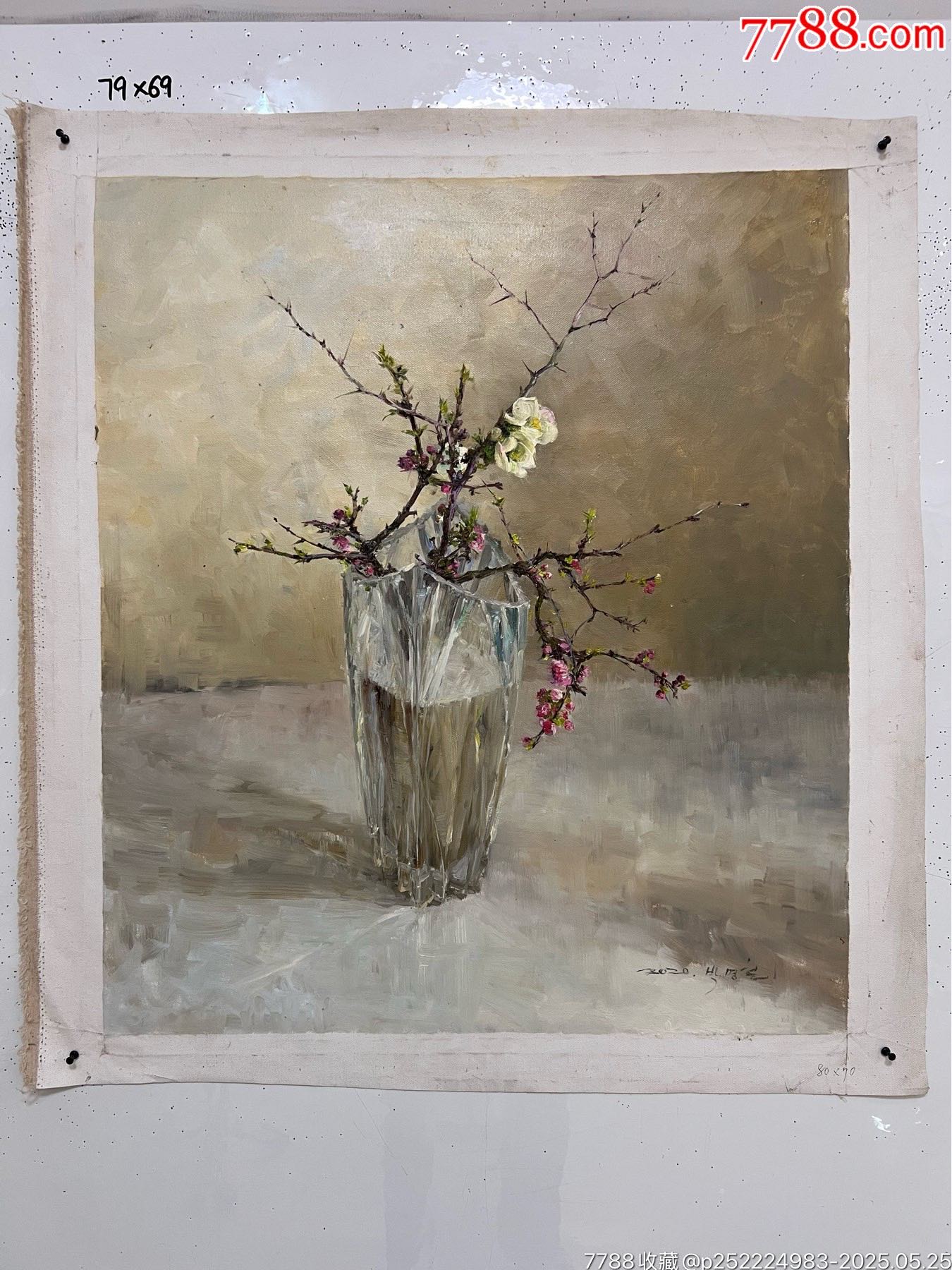 油彩画 M.Hironaka 作 静物画 2008年 朝鲜油画功勋艺术家朴明哲作“静物”_油画原画_神彩朝鲜画廊【7788红宝书】