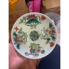 清朝時(shí)期粉彩四季花卉壽桃盤(pán)一個(gè)（直徑15厘米）全品包老保真(se106848793)
