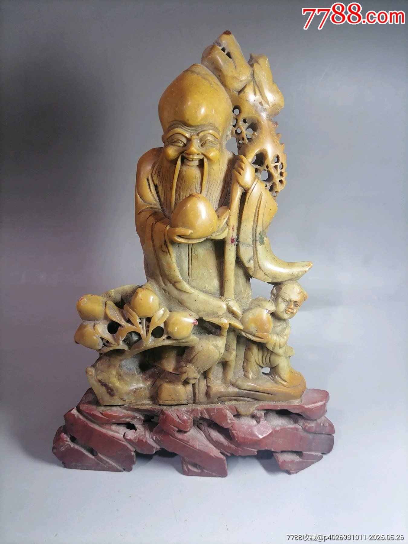 晚清民国青田石（寿山石）雕老寿星像_青田石_图片鉴定_收藏价格_7788铜
