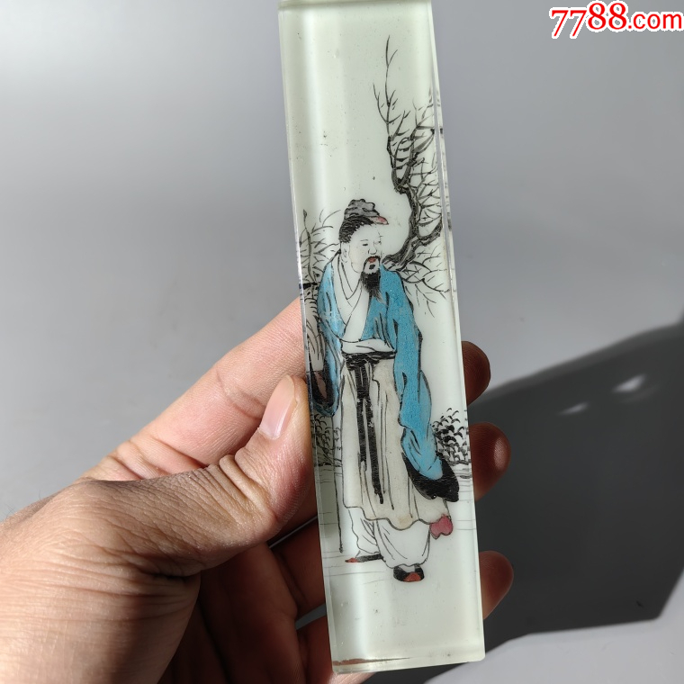 民國(guó)繪高士琉璃鎮(zhèn)紙包老老琉璃牌子掛墜把件帶板扳指飾品盤子_價(jià)格1500元_第1張_7788收藏__收藏?zé)峋€