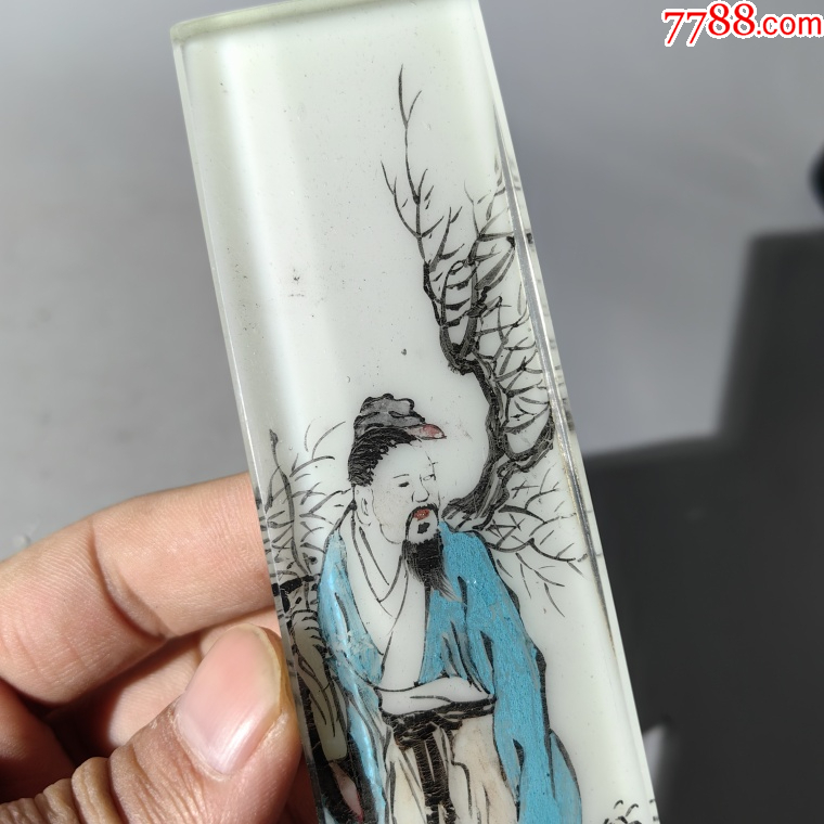 民國(guó)繪高士琉璃鎮(zhèn)紙包老老琉璃牌子掛墜把件帶板扳指飾品盤子_價(jià)格1500元_第6張_7788收藏__收藏?zé)峋€