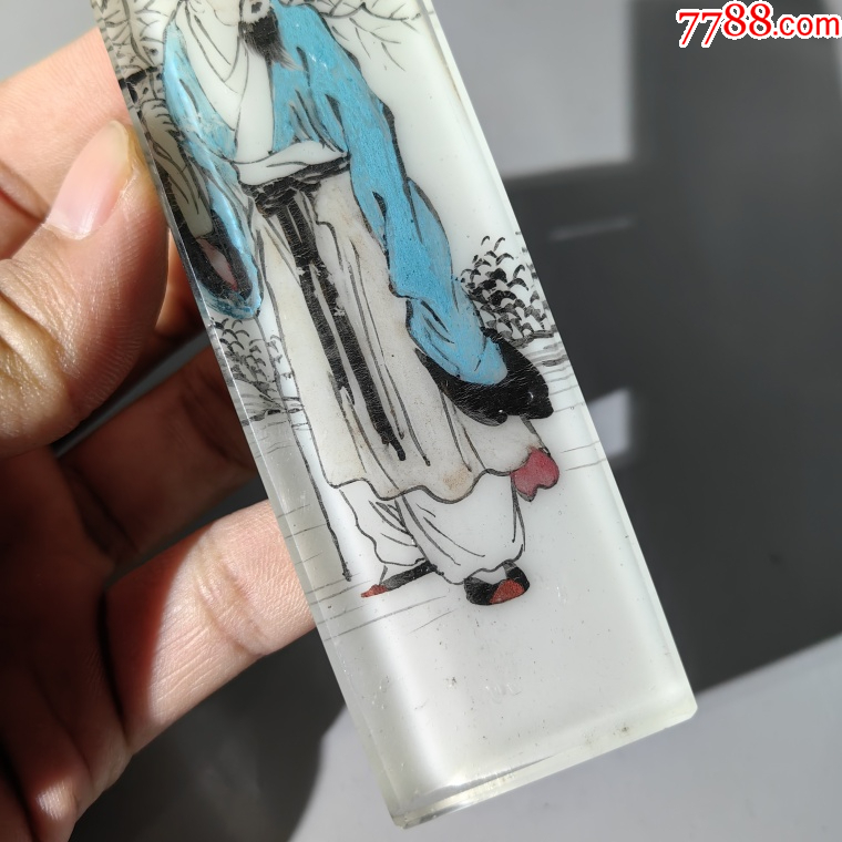 民國(guó)繪高士琉璃鎮(zhèn)紙包老老琉璃牌子掛墜把件帶板扳指飾品盤子_價(jià)格1500元_第7張_7788收藏__收藏?zé)峋€