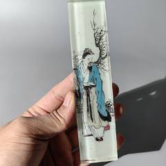 民國繪高士琉璃鎮(zhèn)紙包老老琉璃牌子掛墜把件帶板扳指飾品盤子_清茗敘瓷丶