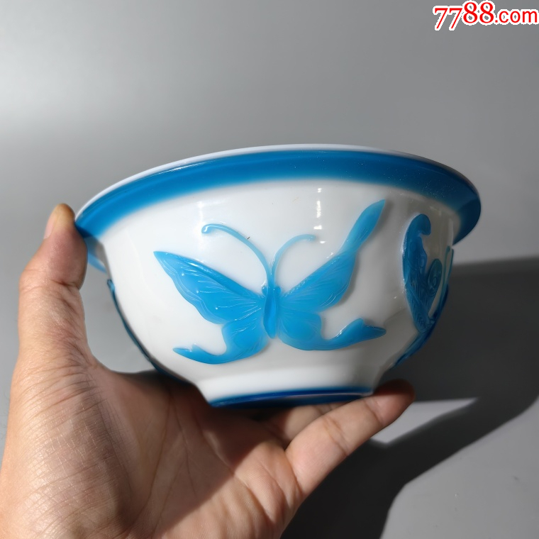 民國琉璃蝴蝶紋碗包老老琉璃牌子掛墜把件帶板扳指飾品盤子筆_價格580元_第2張_7788收藏__收藏熱線