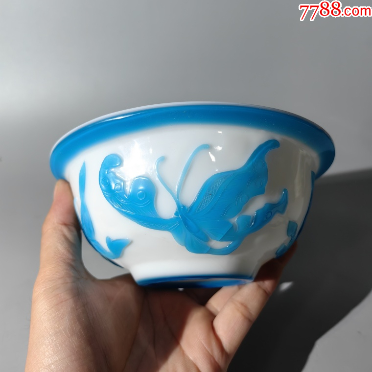 民國琉璃蝴蝶紋碗包老老琉璃牌子掛墜把件帶板扳指飾品盤子筆_價格580元_第3張_7788收藏__收藏熱線