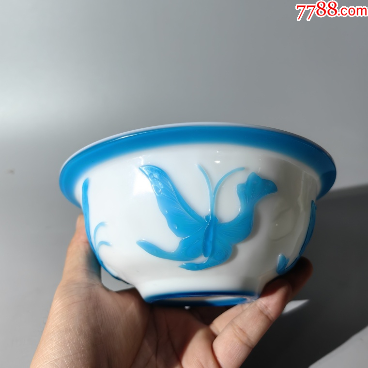 民國琉璃蝴蝶紋碗包老老琉璃牌子掛墜把件帶板扳指飾品盤子筆_價格580元_第5張_7788收藏__收藏熱線