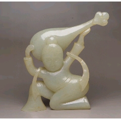 中国文玩 和田黄玉「元宝童子」６２ｍｍ 和田玉舞人-和田玉-7788红宝书
