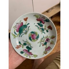 民國早期粉彩四季花卉壽桃盤一個（直徑13.5厘米）全品包老保真