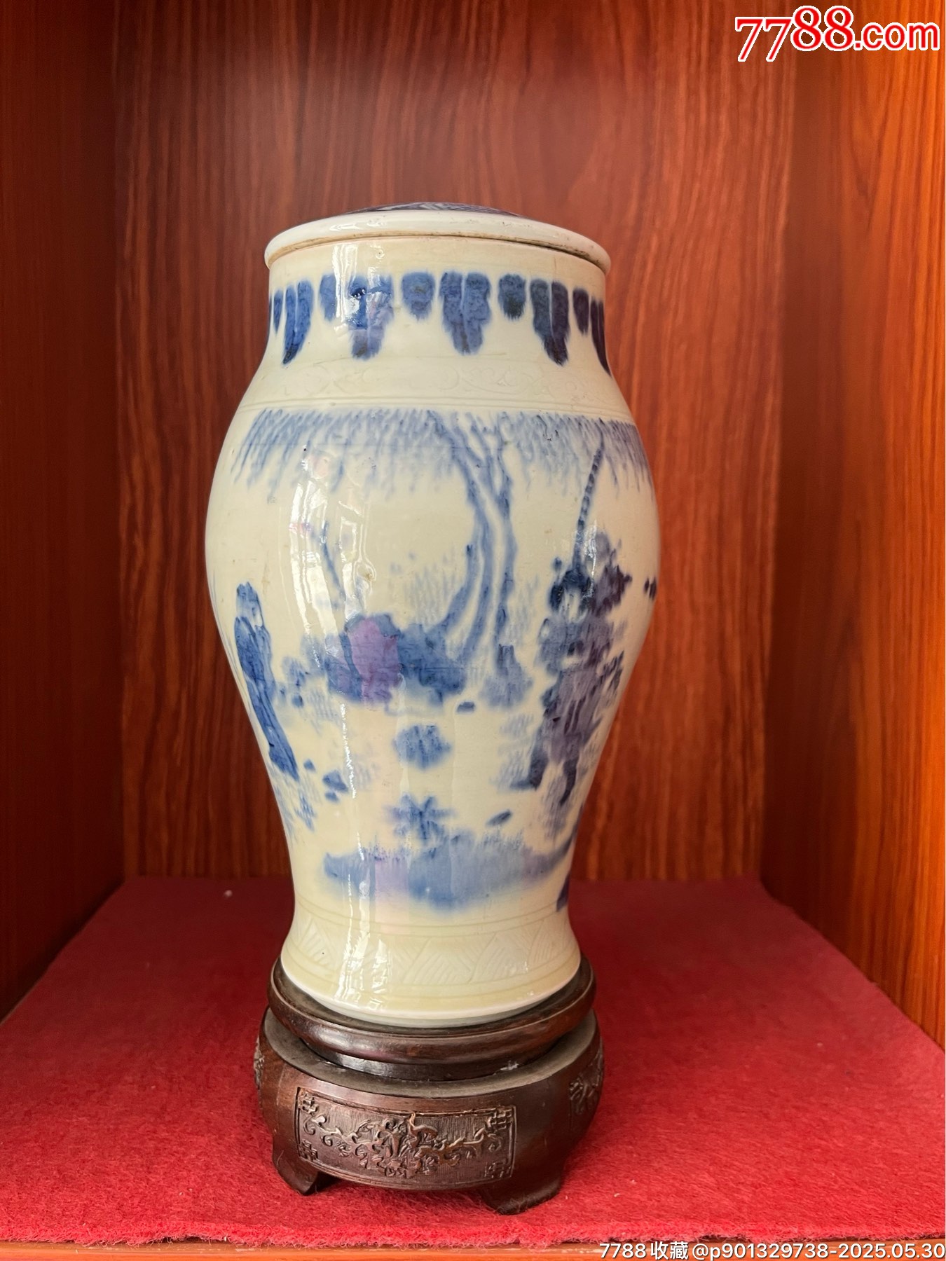 崇祯青花人物故事莲子罐-青花瓷-7788红宝书