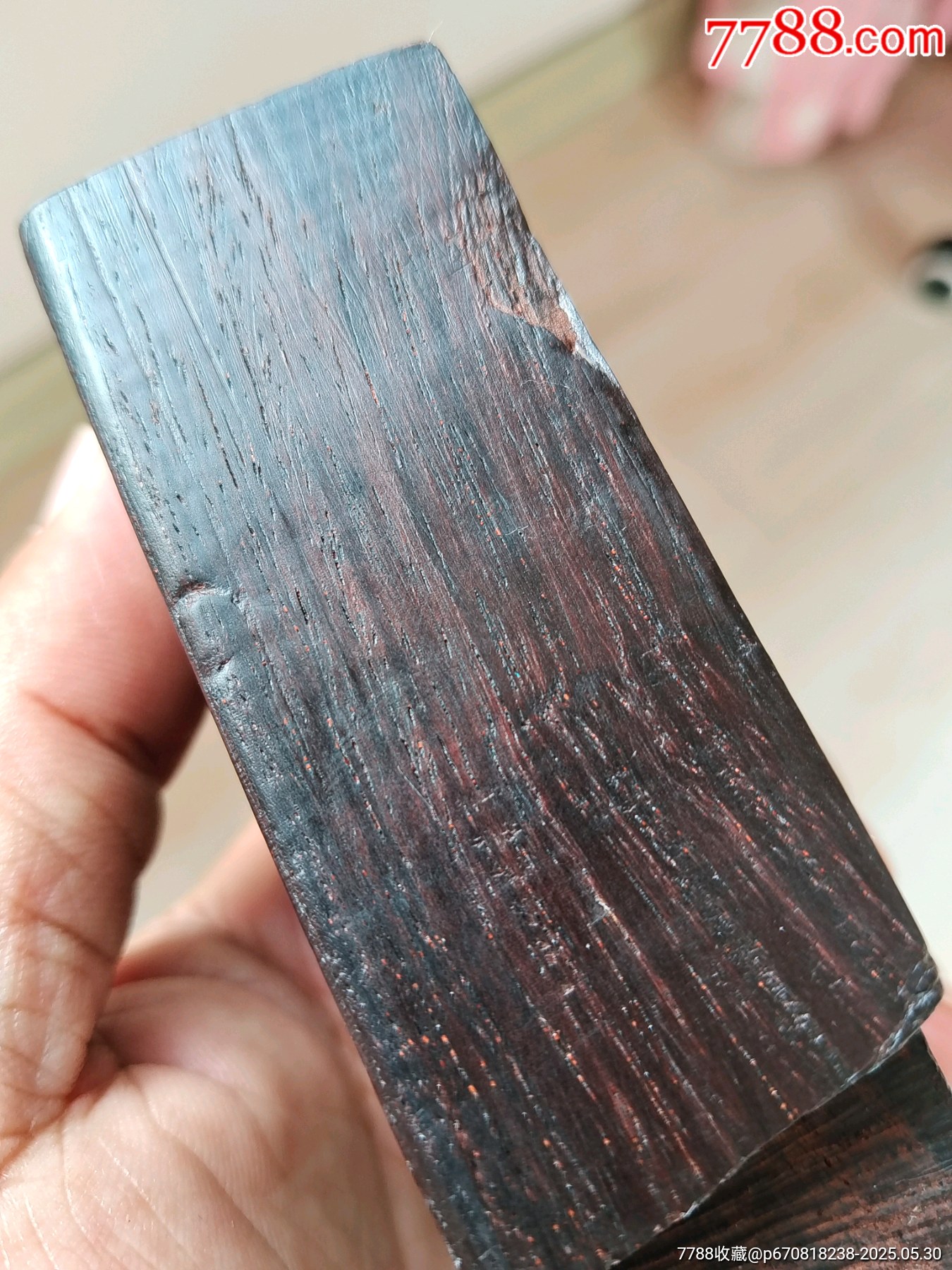 紫檀木 7898 床柱 (本)紫檀 上 3本口 No.10,38,7 ＼井上唐木～木の文化