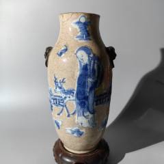 乾隆獸耳開(kāi)片麻姑獻(xiàn)壽瓶老瓷器青花粉彩淺絳彩墨彩單色釉刻瓷