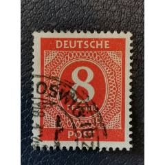 德國1946年盟軍占領(lǐng)區(qū)數(shù)字郵票8pf，信銷_龍行天下郵幣卡社