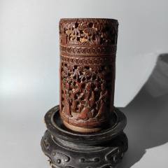 清末竹雕鏤空人物故事茶葉罐包老核雕葫蘆椰殼掛件把件擺件工_清茗敘瓷丶