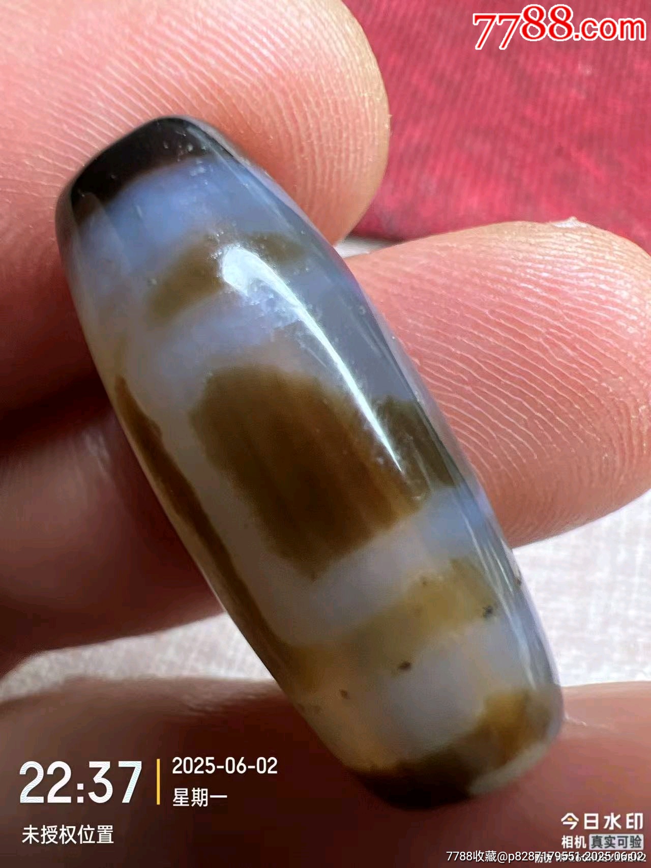 藏传有些年头稀有两仪色半山天地老天珠_天珠_图片价格_收藏鉴定_7788钱币网