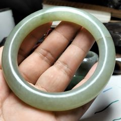 明清老和田青白玉.粗圆条大镯子_和田玉_云瑜轩【7788红宝书】
