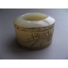 12336文玩款黃玉蘭花詩(shī)文老扳指_遼南博雅齋