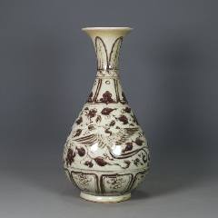 明代釉里红凤纹玉壶春瓶_彩绘瓷/彩瓷_鉴别图片_收藏价格_7788