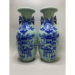 中国 青花山水人物文 小壷 C R6412E