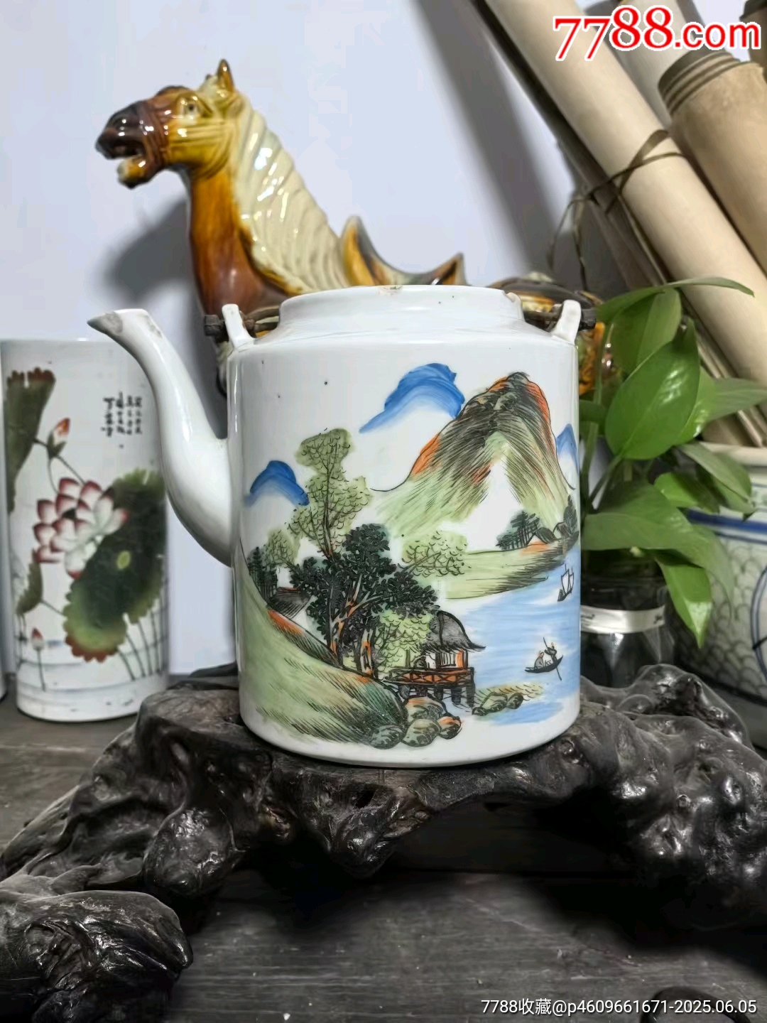 中国 清時代末 浅絳彩 牡丹紋瓶 天津興隆出品 送料込み0306