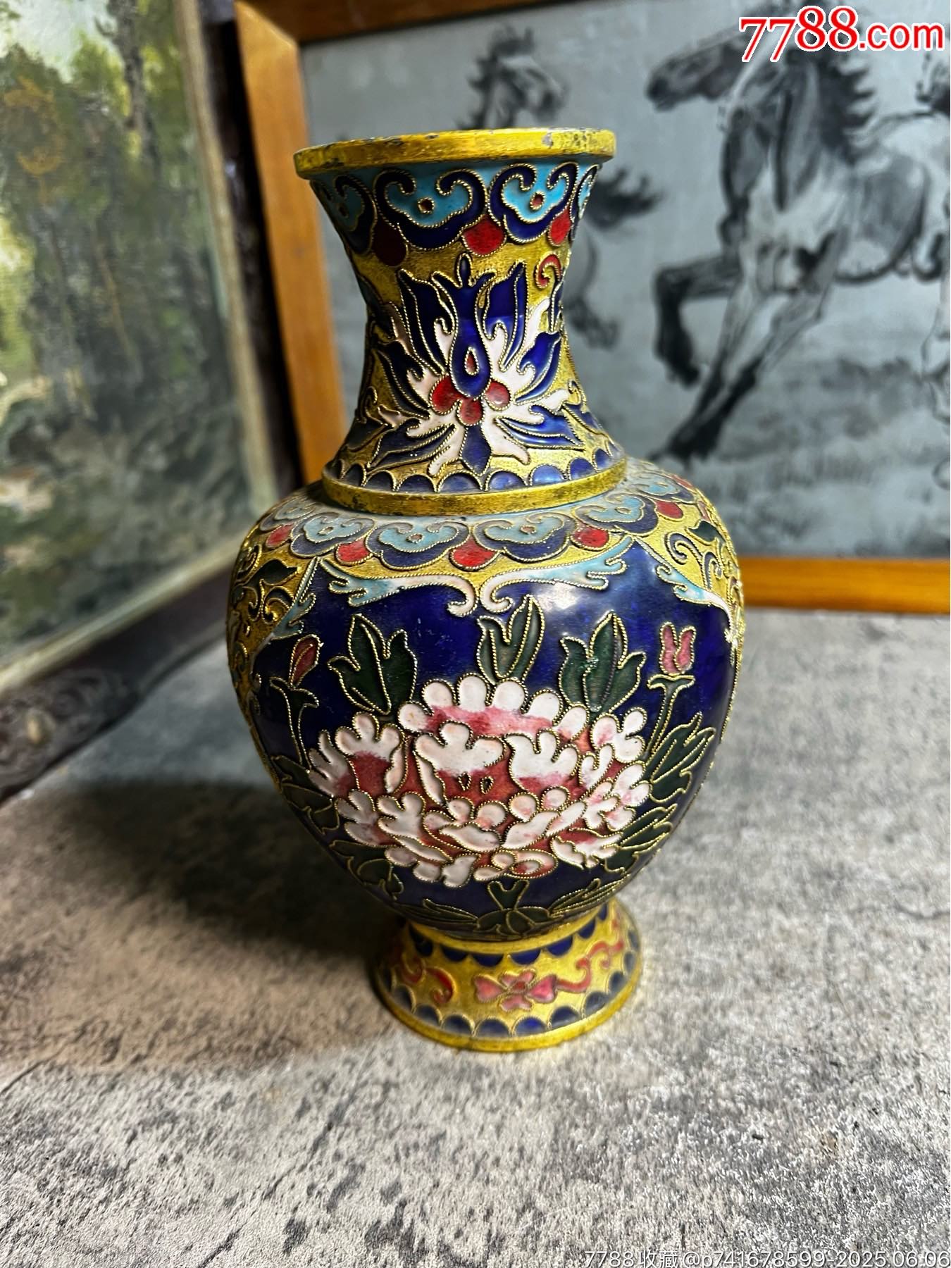 80年代左右，铝胎20厘米景泰蓝花瓶一只y_景泰蓝/珐琅_作品欣赏_收藏