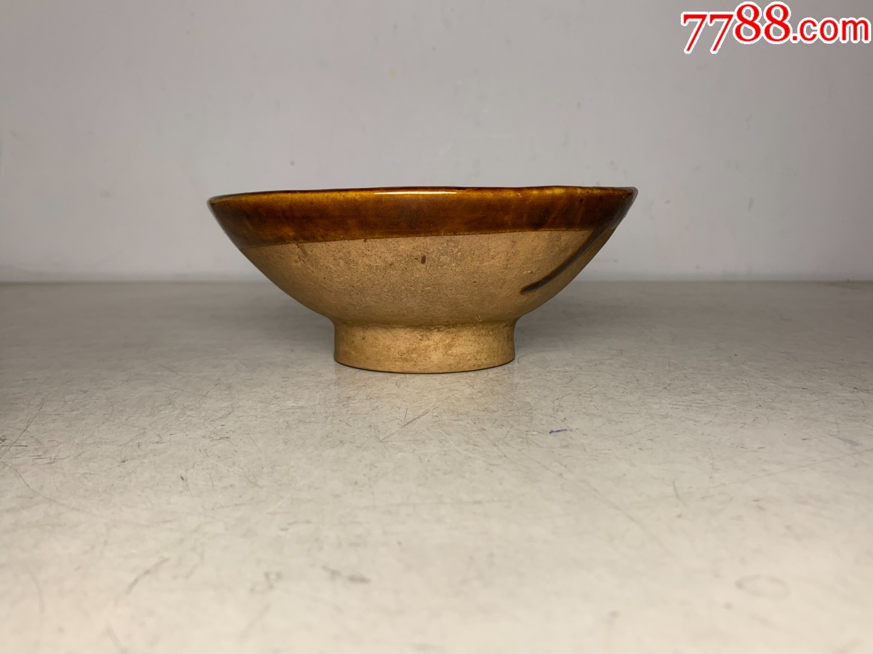 民国白泥酱釉茶碗-其他紫砂-7788文玩