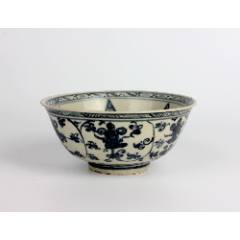 中国 青花 山水人物文 双耳瓶 玉壺春瓶 C 6900