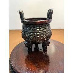 香炉　清時代　天然玉香炉　精巧な彫刻　紫檀台 BL1--3 香炉 清時代 天然玉香炉 精巧な彫刻 紫檀台 BL1--3