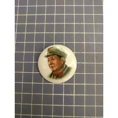 毛主席像章(瓷)(綠軍帽)