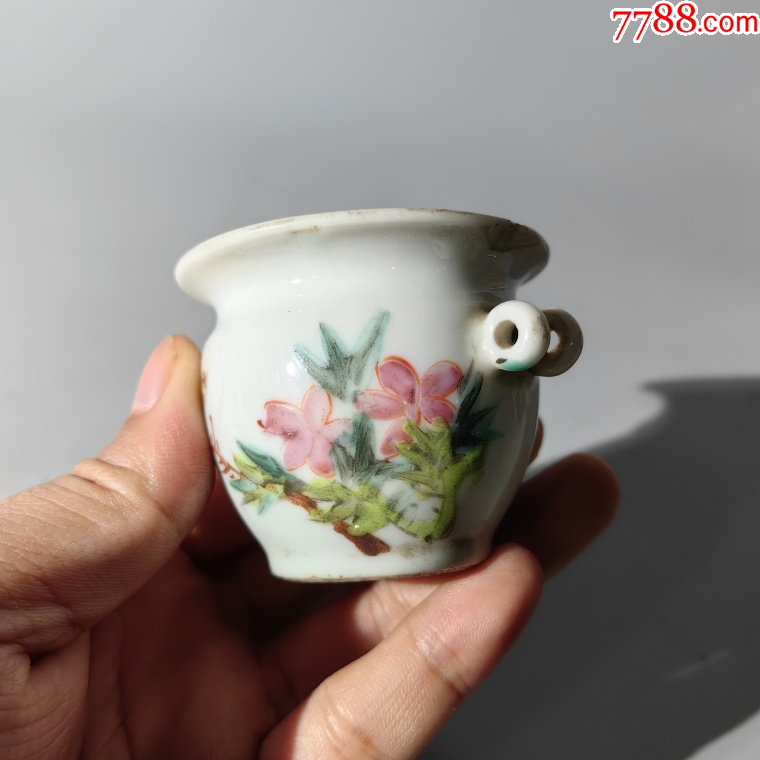 光緒粉彩花鳥(niǎo)鳥(niǎo)食罐盤(pán)碗杯碟壺罐瓶水洗水盂壁掛瓶蓋碗爐筆筒_價(jià)格580元_第4張_7788收藏__收藏?zé)峋€