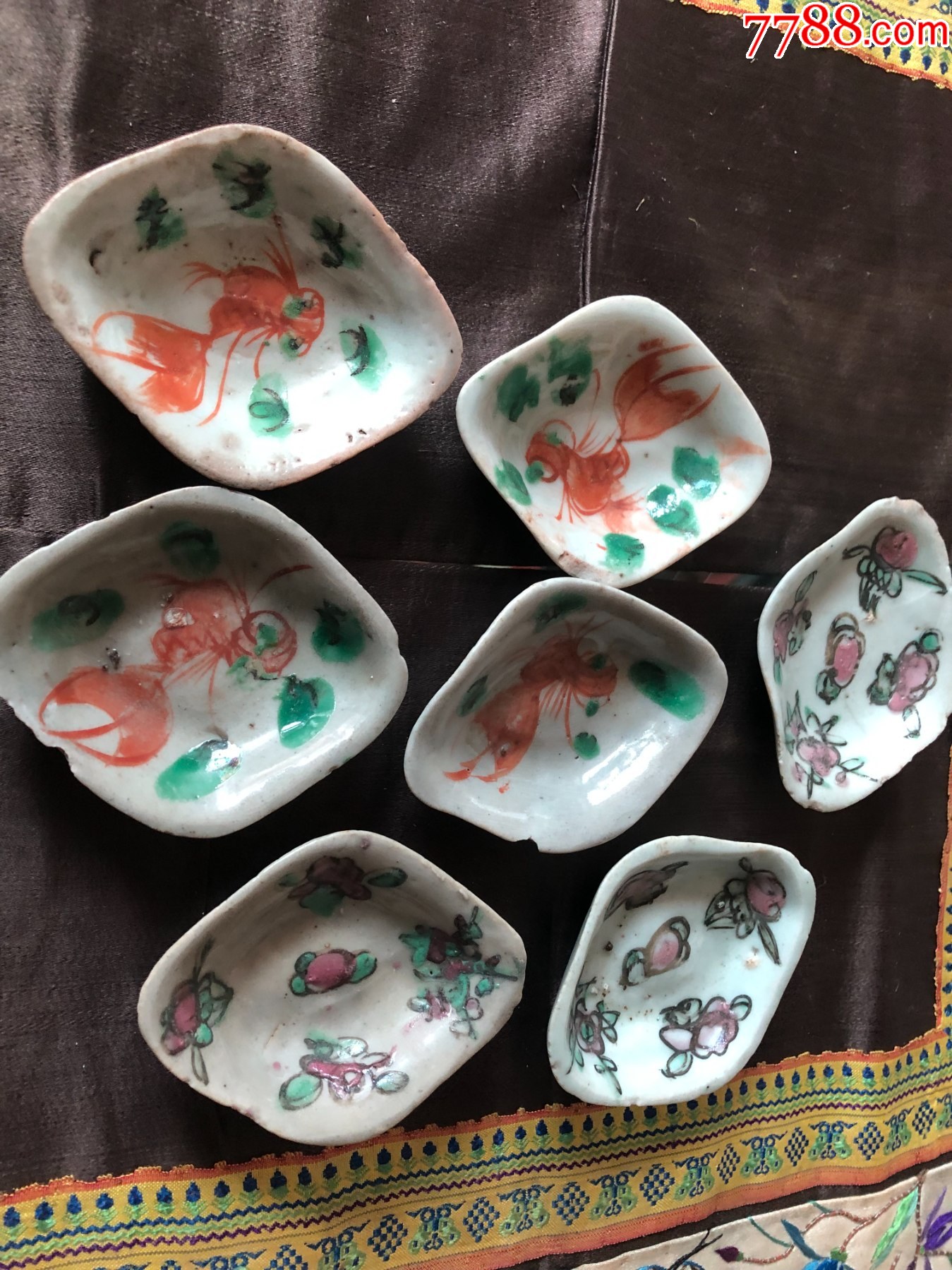 清代同治时期五彩笔添7件-彩绘瓷/彩瓷-7788红宝书