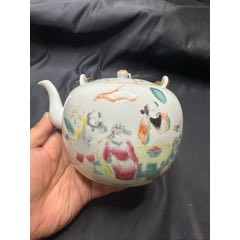 清代早期青花粉彩矾红描金洞石花鸟盘瓷器古董收藏品-彩绘瓷/彩瓷-7788