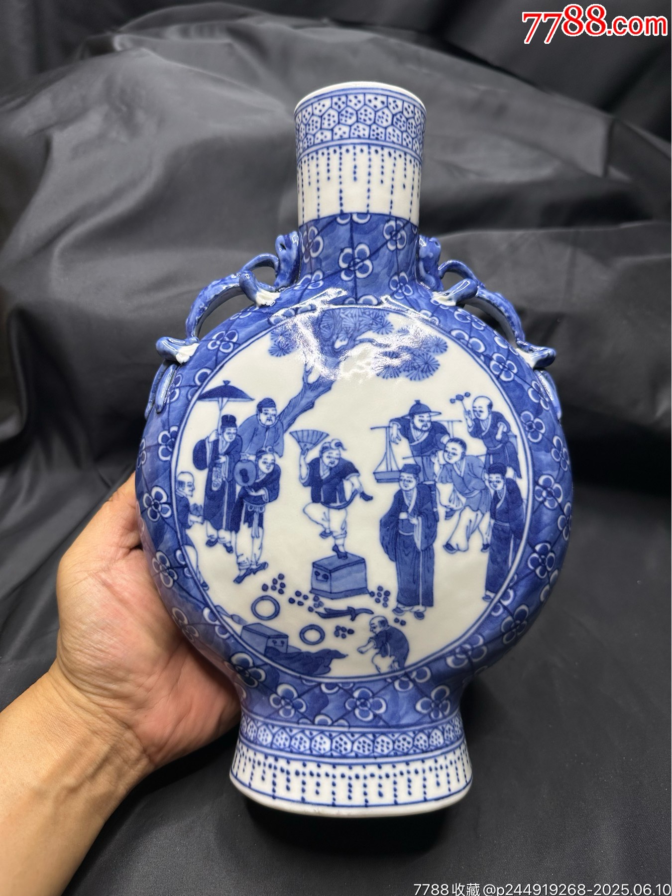 SHU PAN W179-3 清朝 古染付青花人物 鉢 康熙年製 2枚　I SHU PAN様専用 W179-3 清朝 古染付青花人物 鉢 康熙年製