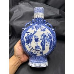 清代中期青花冰梅文房小瓶瓷器古董收藏品-青花瓷-7788红宝书