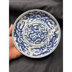 中国 清時代 青華纏枝蓮紋巻缸 木箱入 送料込み0817
