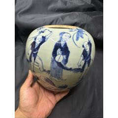 清代中期青花冰梅文房小瓶瓷器古董收藏品-青花瓷-7788红宝书
