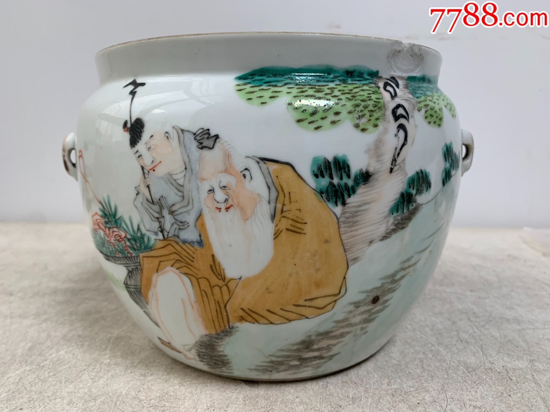 清末癸巳1893年余少泉浅绛彩人物粥罐盖缸_旧瓷器_丁一晚清民国瓷杂店