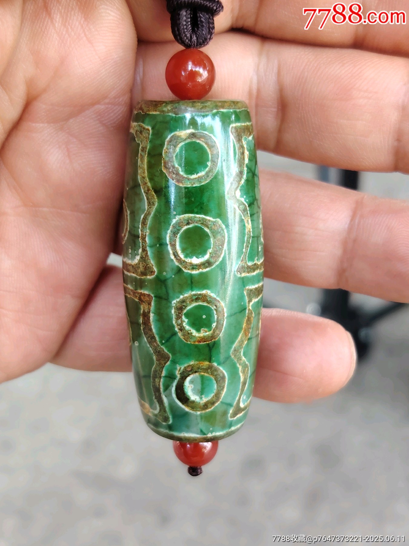 藏传西藏老矿玛瑙风化十四眼绿天珠，放漏赚人气，看到就赚了