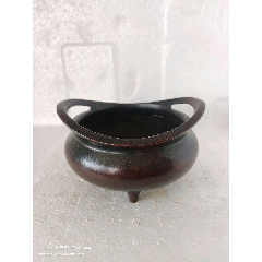 民国红铜桥耳铜香炉-铜炉-7788红宝书