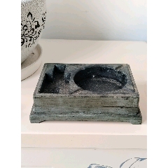 民国厚重松花石带底托老砚台一方_松花砚_古玩于的店【7788菊花石】