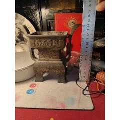 双耳6面三足 山水紋染付香炉 年代物 美術品・アンティーク