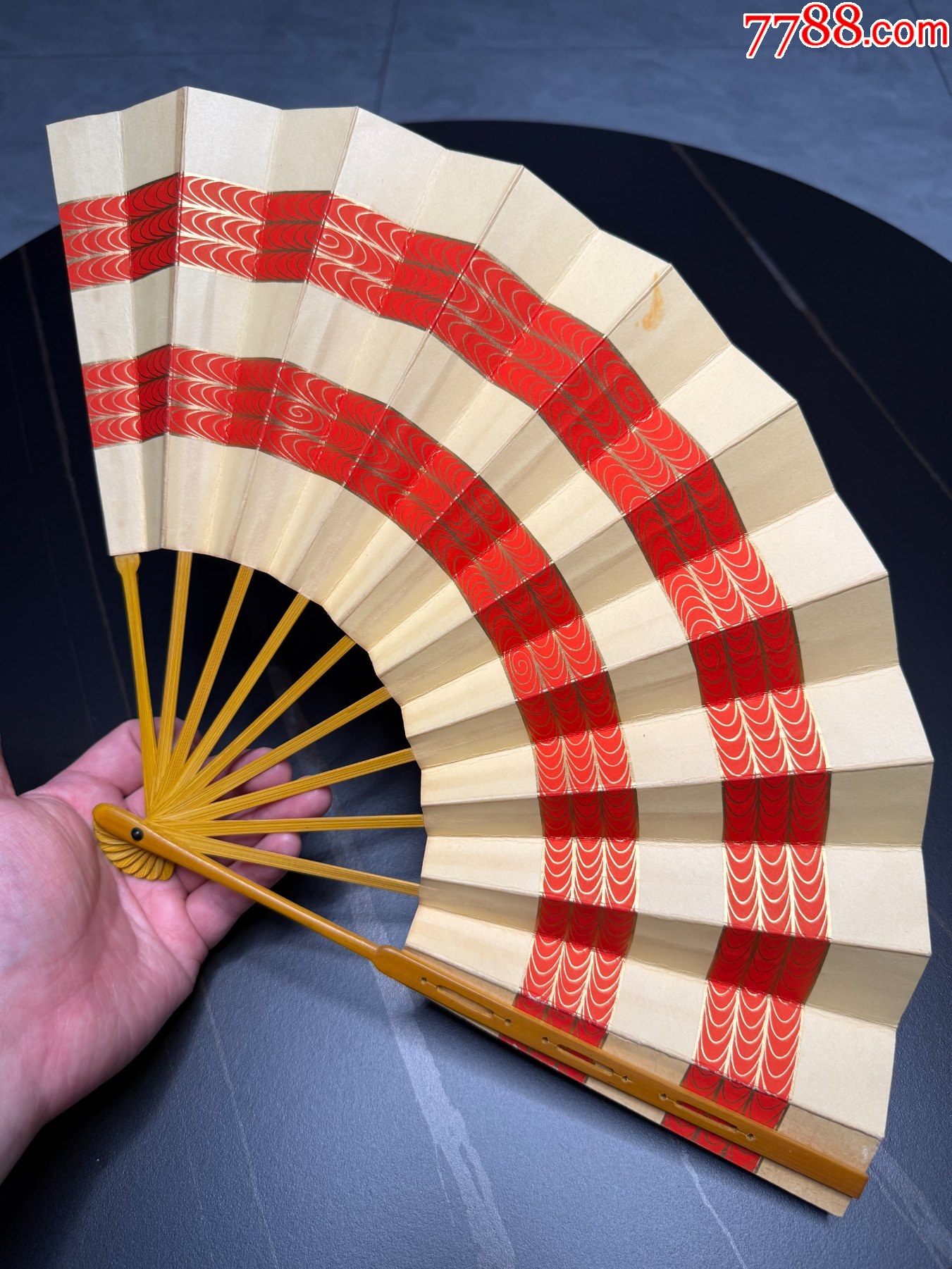 日本折扇昭和时期京都十松屋福井谨制武士扇御舞扇_其他扇子_老弄堂