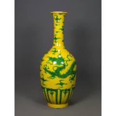 大明成化年制黄地绿彩龙纹瓶_旧瓷器_乡下寻宝人壹店【7788红宝书】